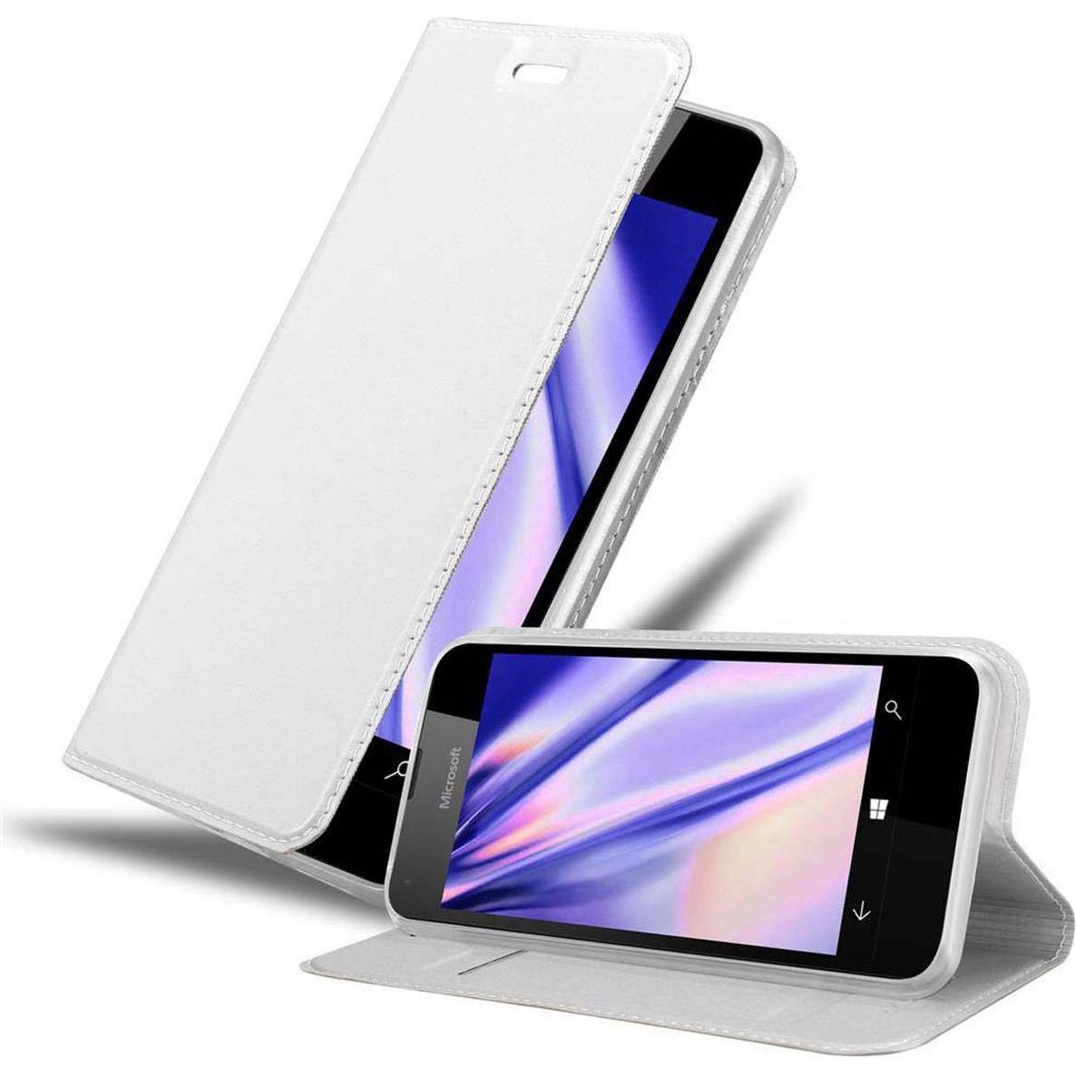 Cadorabo Book Classy Style Cover (Microsoft Lumia 550), Smartphone Hülle, Silber