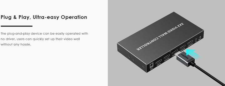 Actual product image PremiumCord HDMI Video Wall Controller for 4 Displays, 8 Display Modes, Full HD 1080p 60Hz