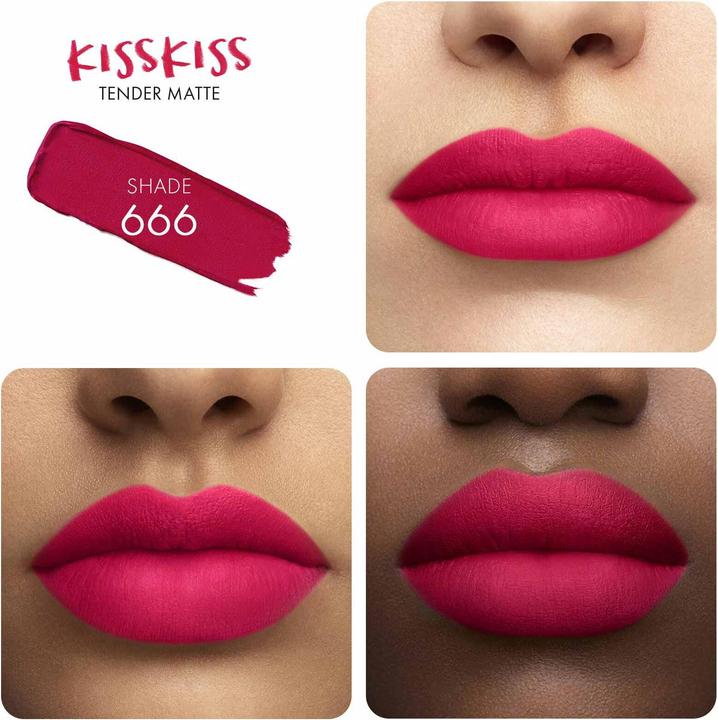 Actual product image Guerlain KissLips Tender Matte No 666 (666 Lucky Pink)