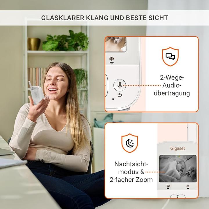 Actual product image Gigaset Baby 300 Video-Babyphone cream white/warm grey (Video & Audio, 300 m)