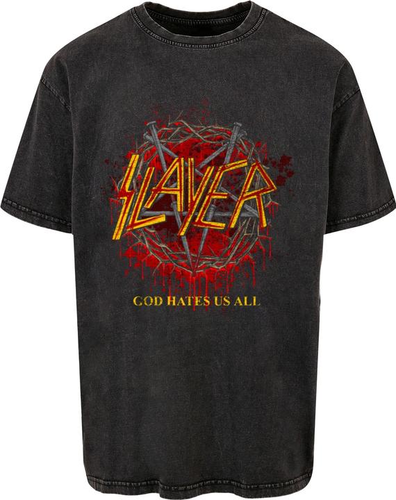 Produktbild Merchcode SLA - God Hates Us Pentagram Acid Washed Oversize Tee - 169687 (S)