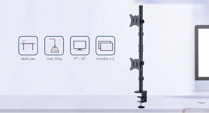 Produktbild Gembird Adjustable 2-display vertical (Tisch, 32")