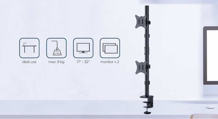 Produktbild Gembird Adjustable 2-display vertical (Tisch, 32")