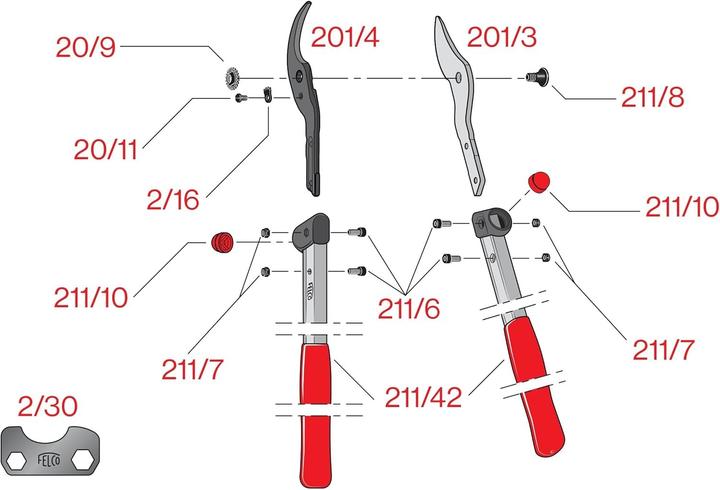 Actual product image Felco 201-40 Two-hand pruning shears, 40 cm