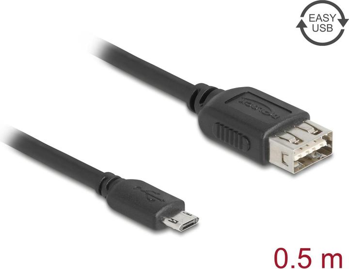 Actual product image Delock USB 2.0 Kabel EASY USB Typ Micro-B Stecker zu EASY USB Typ-A Buchse 0,5 m (0.50 m, USB 2.0)
