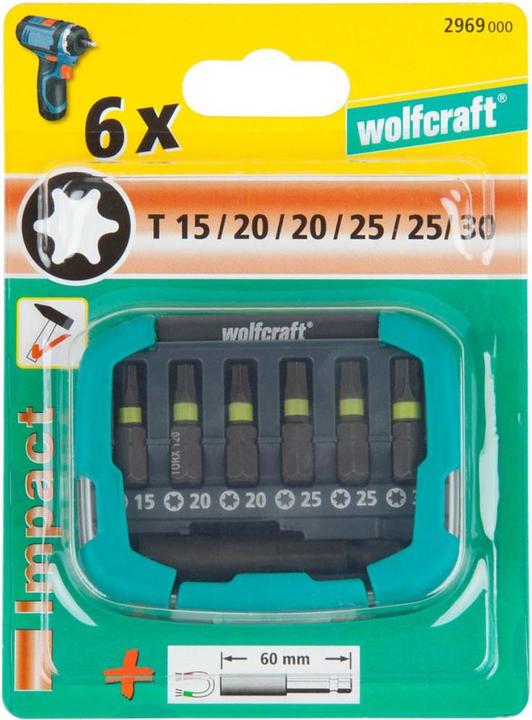 Image du produit wolfcraft 1 Bit-Box Impact, 7 pces, Torx (Hexagonal, Torx TX)