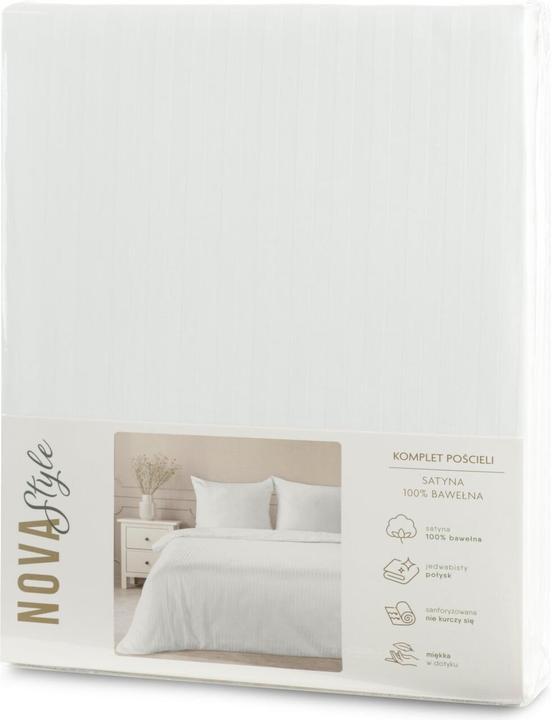 Produktbild Eurofirany Bettwäsche 220x200 cm, weisser Baumwollsatin mit feinen Streifen VERA (Bettwäsche Set, 220 x 200 cm)