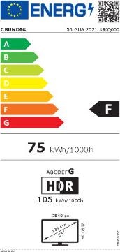 Etichetta energetica Grundig 55GUA2021 TV LED UHD 4K DVB-T2/C/S2 Smart WiFi (55", LED, 4K)