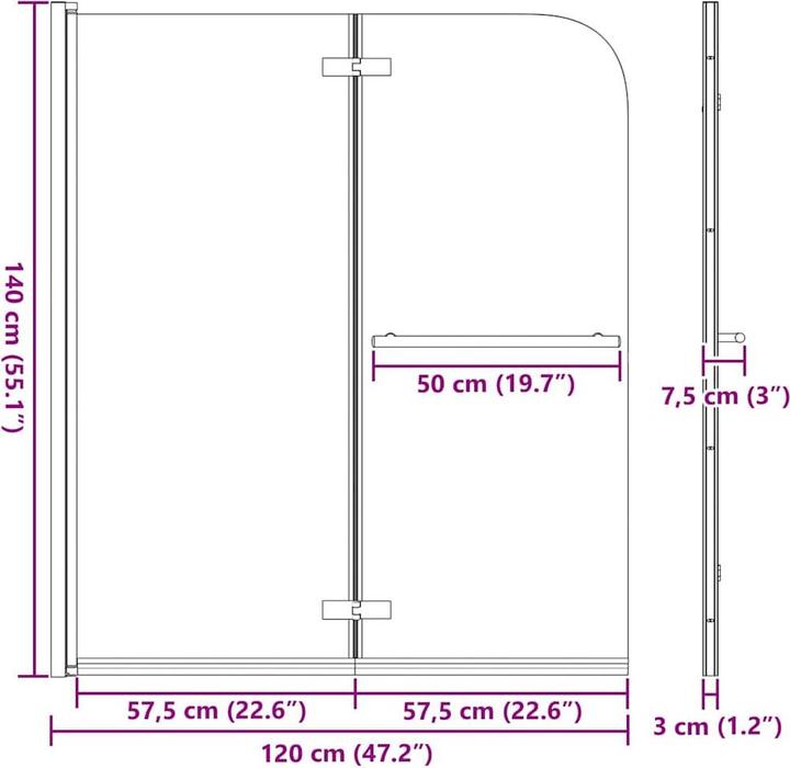 Actual product image vidaXL Duschabtrennung (120 cm, 140 cm)