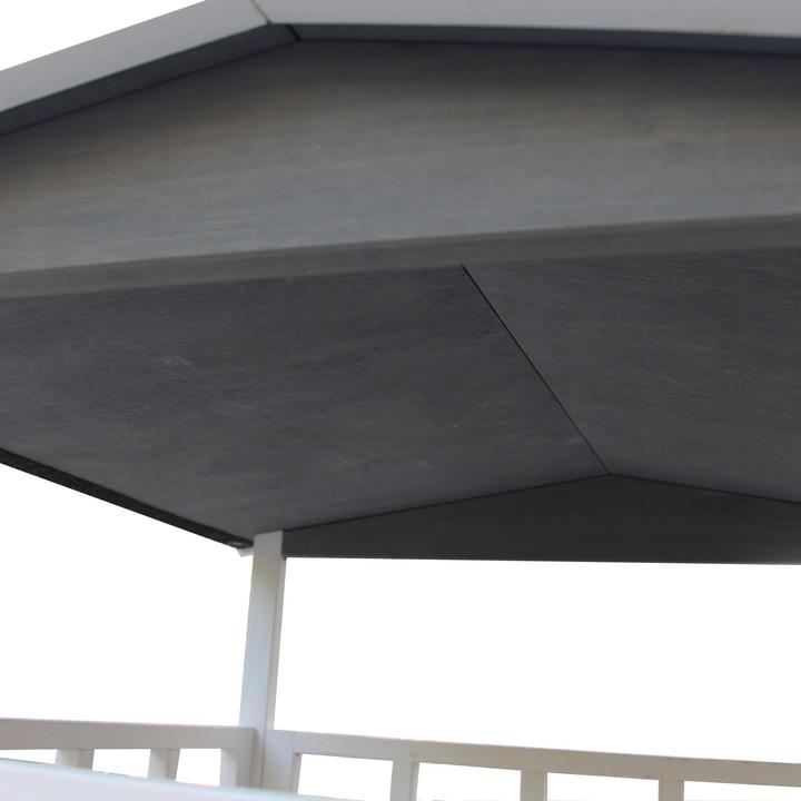 Produktbild PawHut Katzenhütte für draussen mit Terrasse, 4 Etagen, Winterfest, Grau, 75,5x75x137cm (137 cm, Dunkelgrau  Weiss)