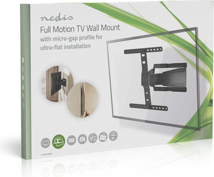 Image du produit Nedis Support TV mural pour 43 à 90 pouces, entièrement mobile, inclinable et pivotant, ABS / acier (Mur, 50 kg, 43" - 90")