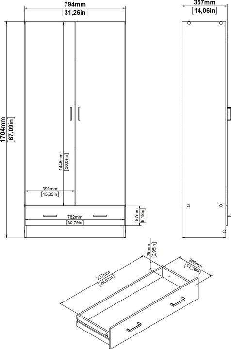 Actual product image Tvilum Spell (79.40 x 35.70 x 170.40 cm)