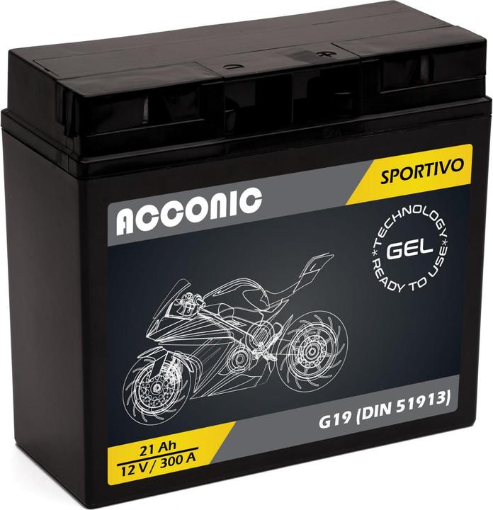 Actual product image Acconic Sportivo GEL G19 Motorradbatterie 21 Ah 12V (DIN 51913) (12 V, 21 Ah)