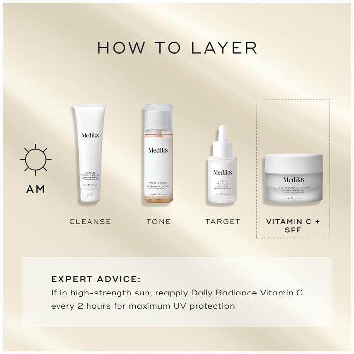 Produktbild Medik8 Daily Radiance Vitamin C C-Tetra Cream SPF 30 Two-in-One Moisturiser 50ml (Körperlotion, 50 ml)
