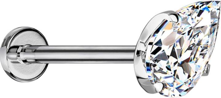 Produktbild Star Piercing Micro Threadless Labret silber mit Kristalltropfen silber gefasst (ohne Messing, Titan)