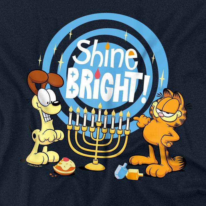 Actual product image Garfield Unisex Adult Shine Bright For Hanukkah Odie T-Shirt (XXL)