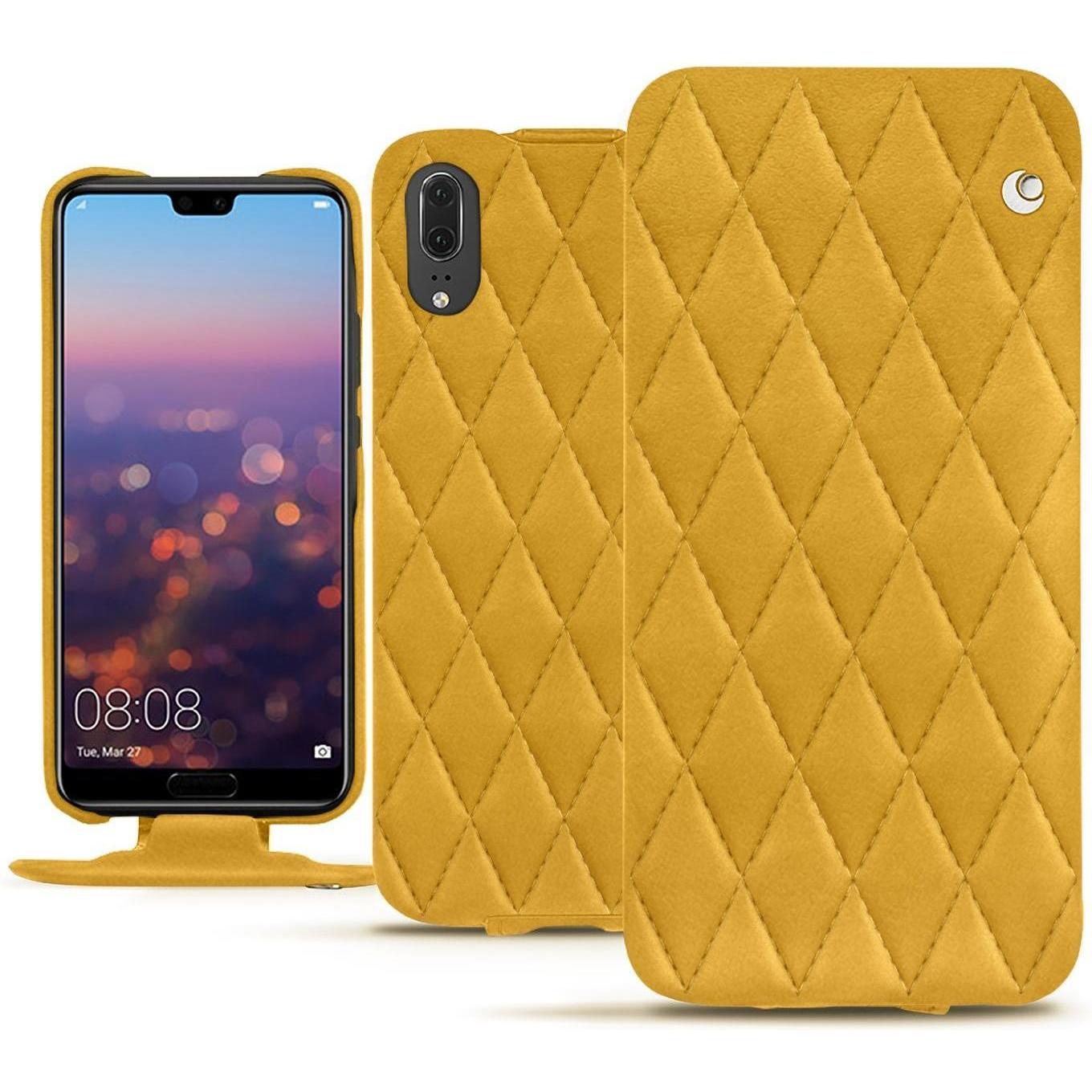 Noreve Lederschutzhülle vertikal (Huawei P20), Smartphone Hülle, Orange