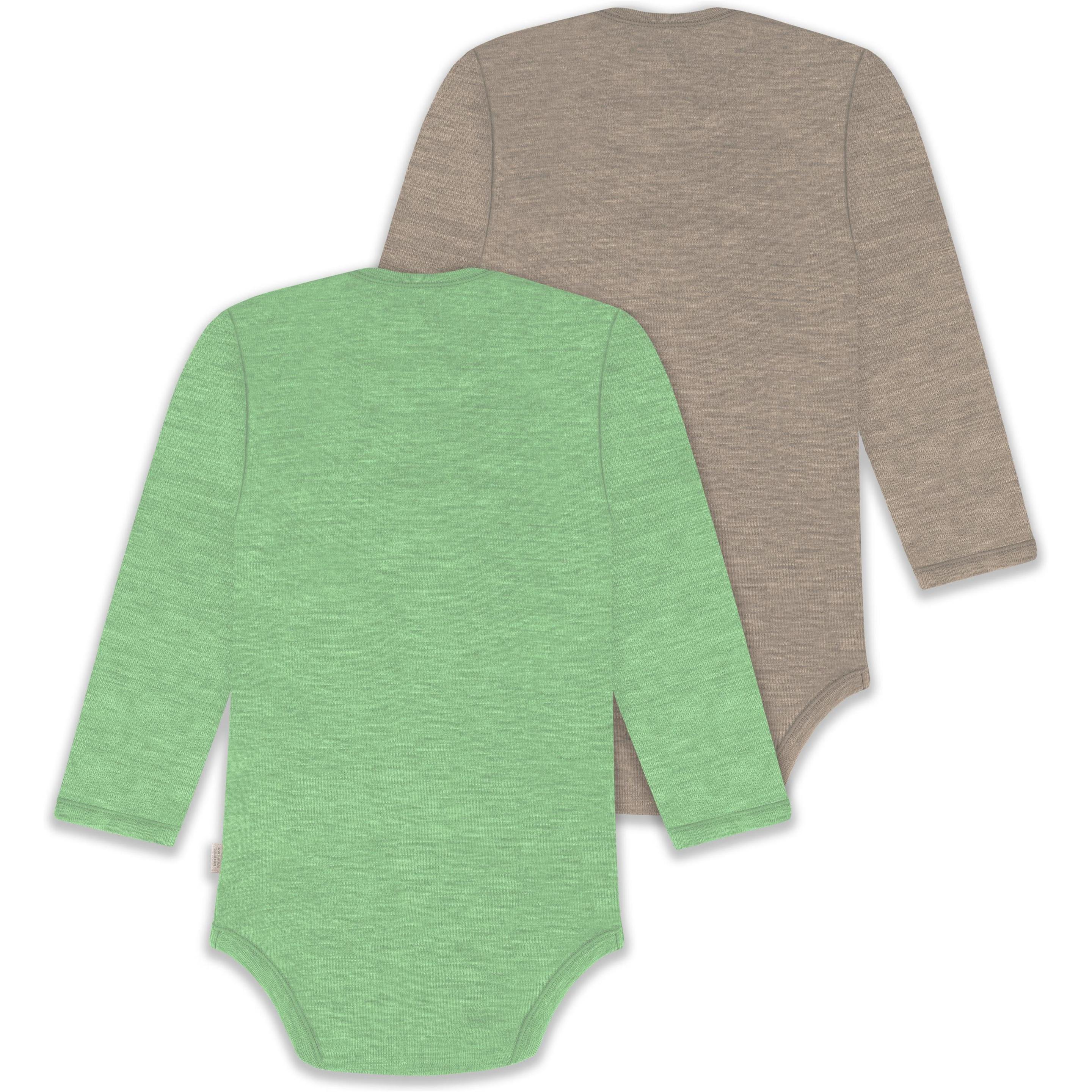 Thumbnail - Normani, Herren, Body, 2er Pack Baby Merino Body Langarm „Auckland" - 9381, Grün, (80)