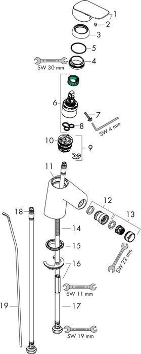 Actual product image hansgrohe Logis Bide70 maisytuvas bide
