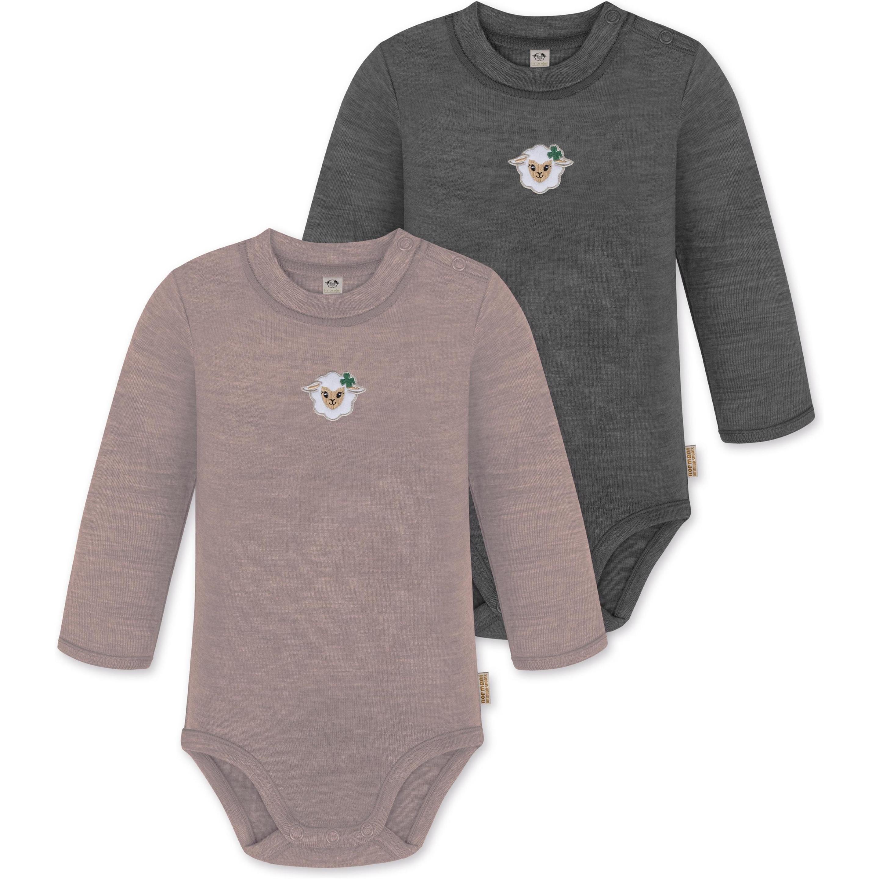 Normani, Herren, Body, 2er Pack Baby Merino Langarmbody „Tuai" - 9401, Rosa, (80)