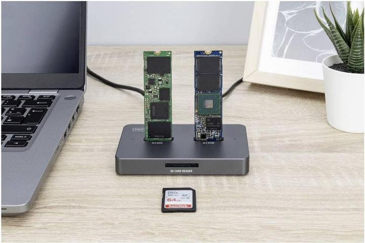 Produktbild Digitus M.2 NVMe + M.2 SATA SSD Docking Station mit SD-Express Kartenleser, USB-C™