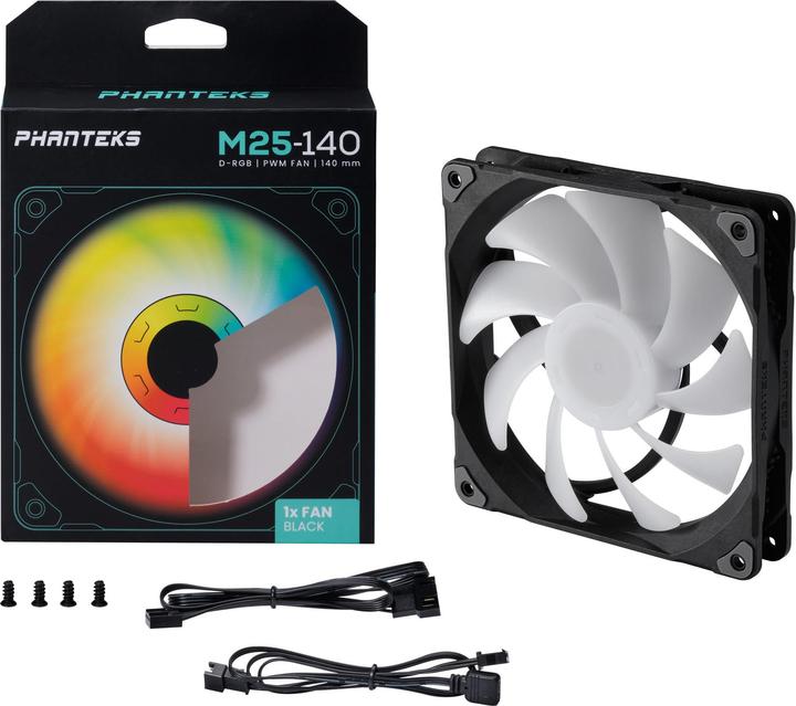 Actual product image Phanteks M25 PWM D-RGB fan, 3-pack - 140mm, black (140 mm, 3 x)