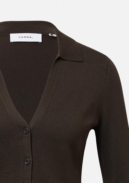 Produktbild Comma Strickjacke Femininer Strickcardigan mit Polokragen (46)