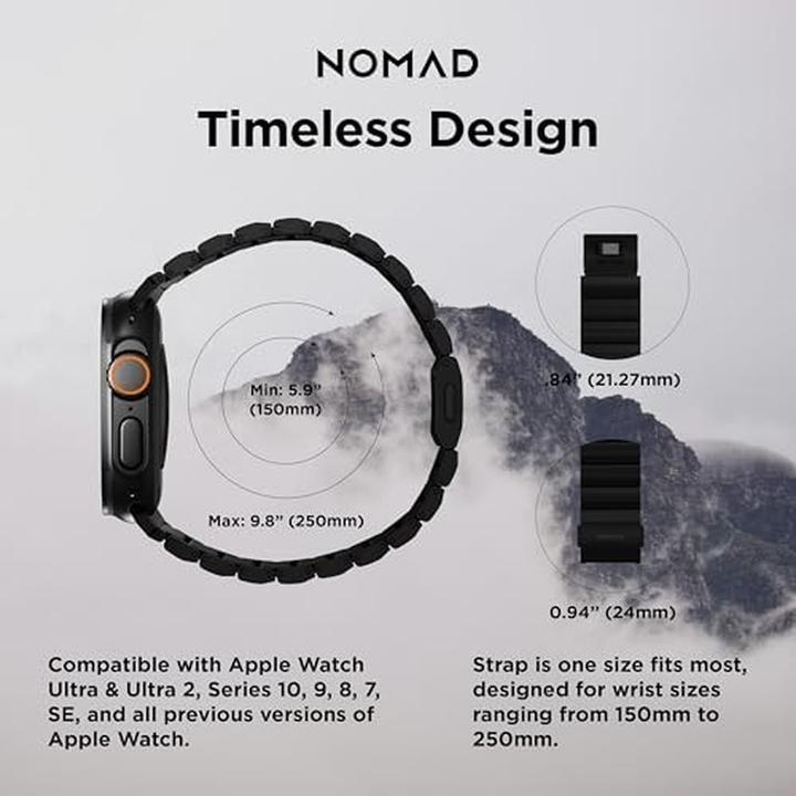 Produktbild Nomad Band Titanium Black V2 46mm/49mm (49 mm, 316L Edelstahl, 99% reinem Titan der Güte 5, diamantaehnliche Kohlenstoffbeschichtung, diamantähnlichen Kohlenstoffschichten (DLC), Grad 5 Titan, Titan)