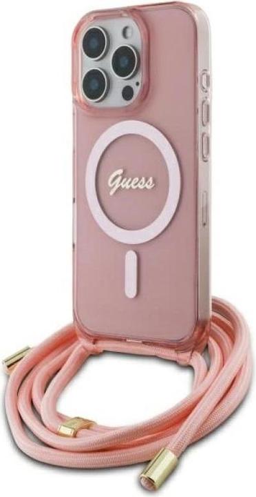 Produktbild Guess GUHMP16XHCTSGNSP iPhone 16 Pro Max 6.9" różowy/pink hardcase Crossbody Cord Script MagSafe