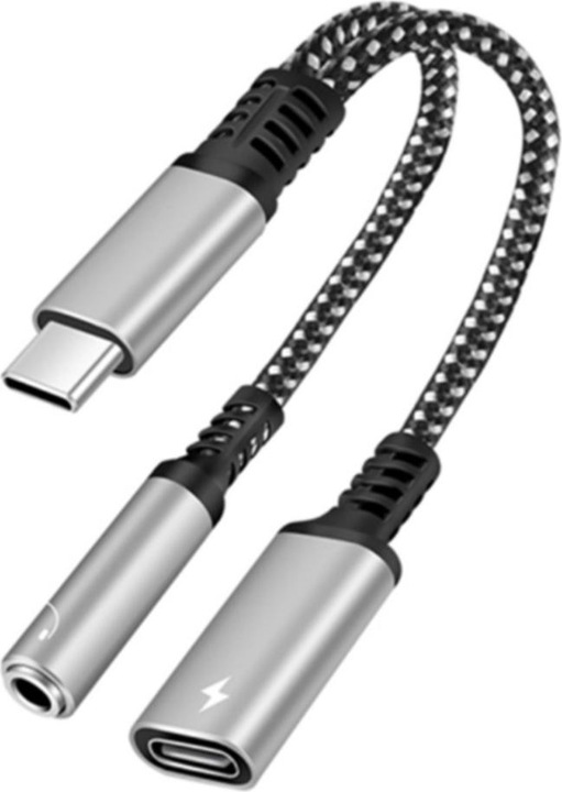 Produktbild Apfelkiste USB C auf 3.5mm Kopfhöreranschluss und USB C Port Nylon Kabel mit Power Delivery (60W) (USB Typ C, USB Typ C, 3.5mm Klinke)