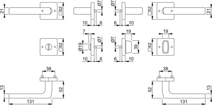 Produktbild Hoppe Drückergarnituren E1643Z/E52KV/E52KVS Dallas (Türgarnitur)