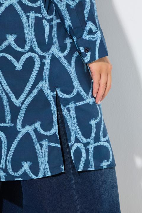 Immagine prodotto Ulla Popken Blusa dal taglio lungo con cuori, collo da camicia e maniche lunghe (62)