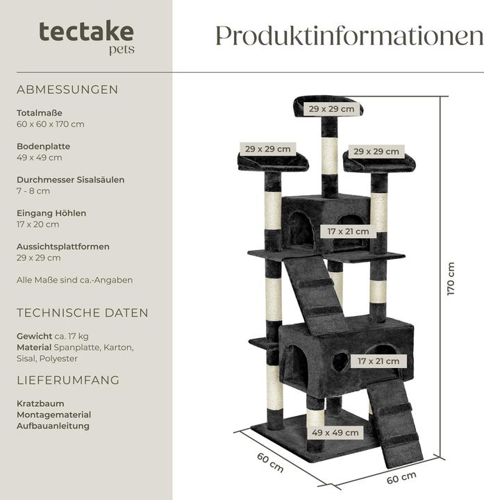 Produktbild tectake Mogli (170 cm, Schwarz, Weiss)