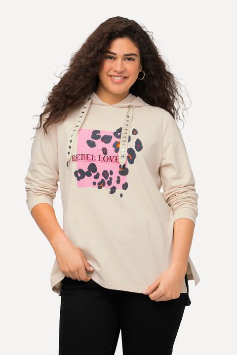 Immagine prodotto Ulla Popken Felpa con cappuccio con fantasia animalier, borchie decorative e maniche lunghe (46, 48)