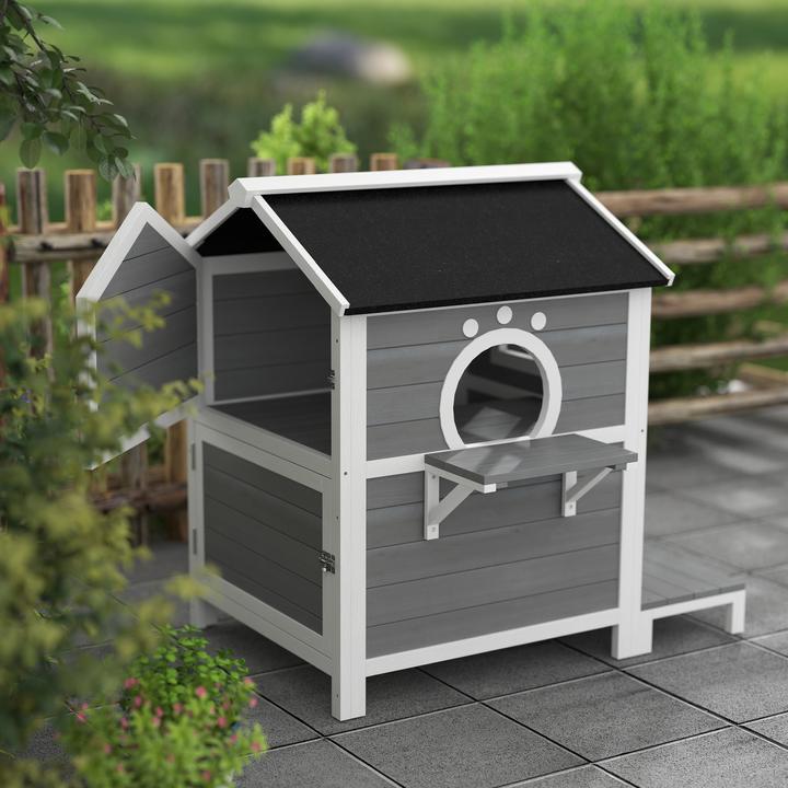 Immagine prodotto PawHut Katzenhaus Tannenholz Grau (Gatto)