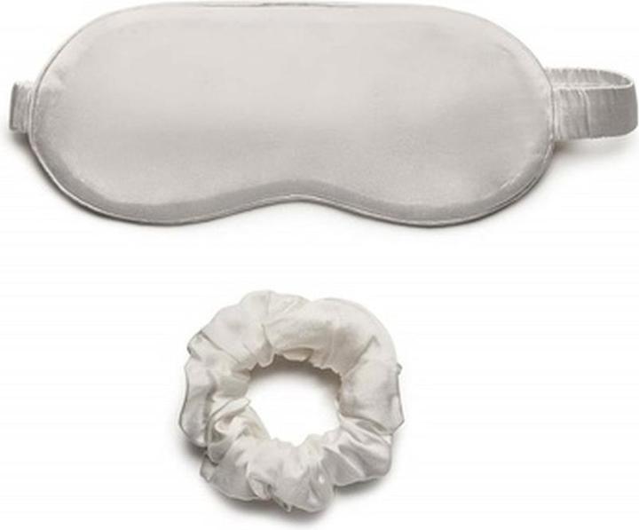 Kallos LOVLI SET Silk jedwabna maska + jedwabna gumka Silver (Haargummi)