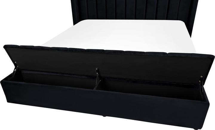 Actual product image Beliani Upholstered bed in black velvet fabric with storage space 180 x 200 cm NOYERS (180 x 200 cm)