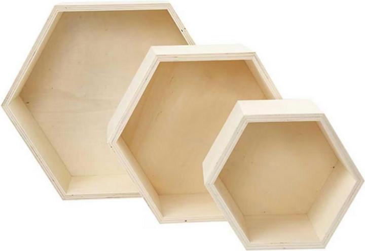 Produktbild Creativ Company Holz Wandregal Hexagonal