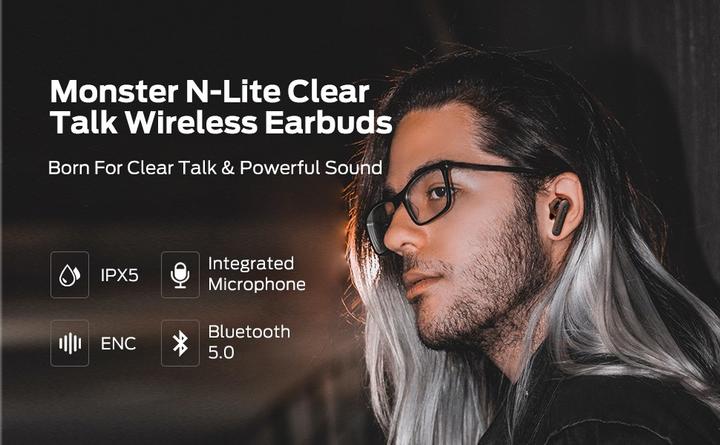 Actual product image Monster Headph. In-Ear N-Lite Clr Black (6 h, Wireless)