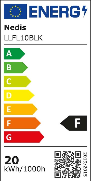 Etichetta energetica Nedis Proiettore LED - 4000 K - Flusso luminoso nominale: 1620 lm - 20 kWh - IP65-1.00 m - Classe (1620 lm, IP65)
