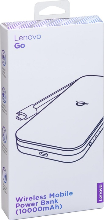 Productafbeelding Lenovo GO Wireless Power Bank 10000 mAh, Thunder Black, 258 g, 15 W (10000 mAh, 30 W, 38.50 Wh)