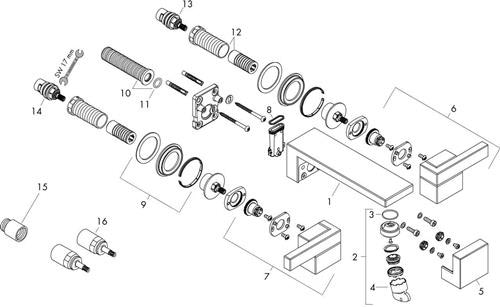 Produktbild Axor Edge 3-Loch Waschtischarmatur Unterputz, Wandmontage, Auslauf 190 mm, Push-Open Ablau