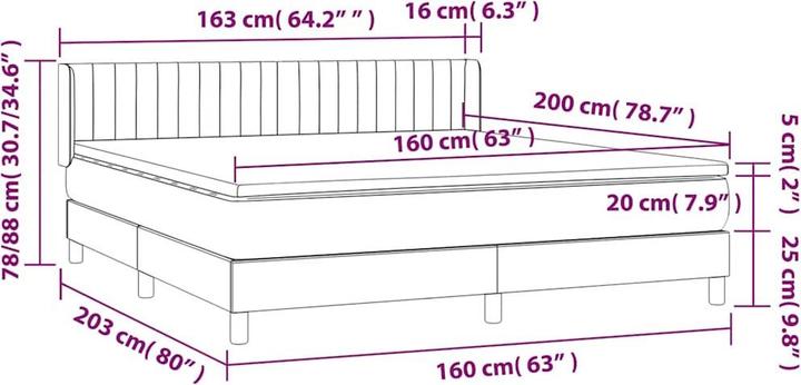 Produktbild vidaXL Boxspringbett (160 x 200 cm)