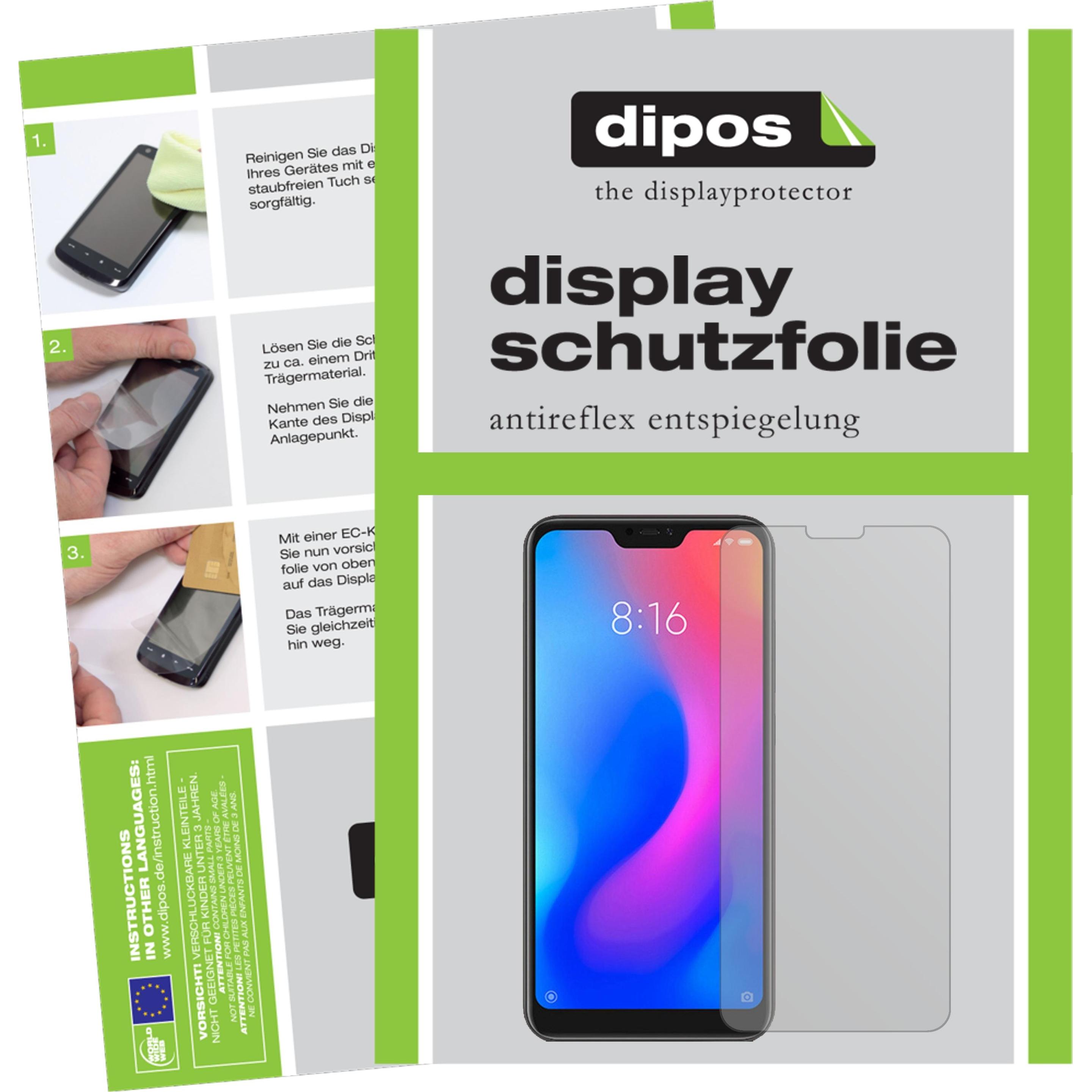 Dipos Displayschutzfolie Antireflex (2 Stück, Xiaomi Redmi 6 Pro), Smartphone Schutzfolie, Transparent