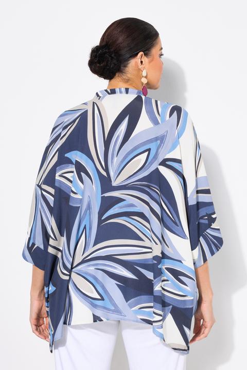 Immagine prodotto Ulla Popken Blusa dal taglio oversize con foglie, collo alto e mezze maniche (54)
