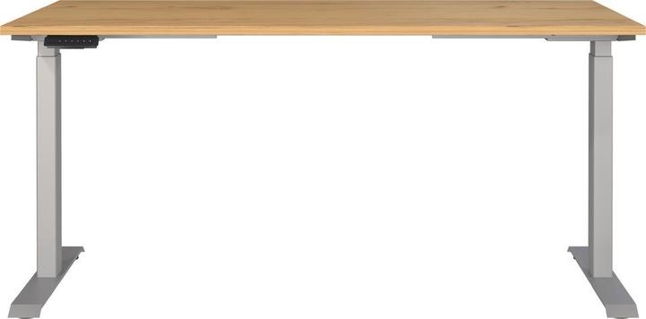 Produktbild Germania JET höhenverstellbarer Schreibtisch navarra-eiche rechteckig, T-Fuss-Gestell silber 160,0 x (160 x 72 cm)