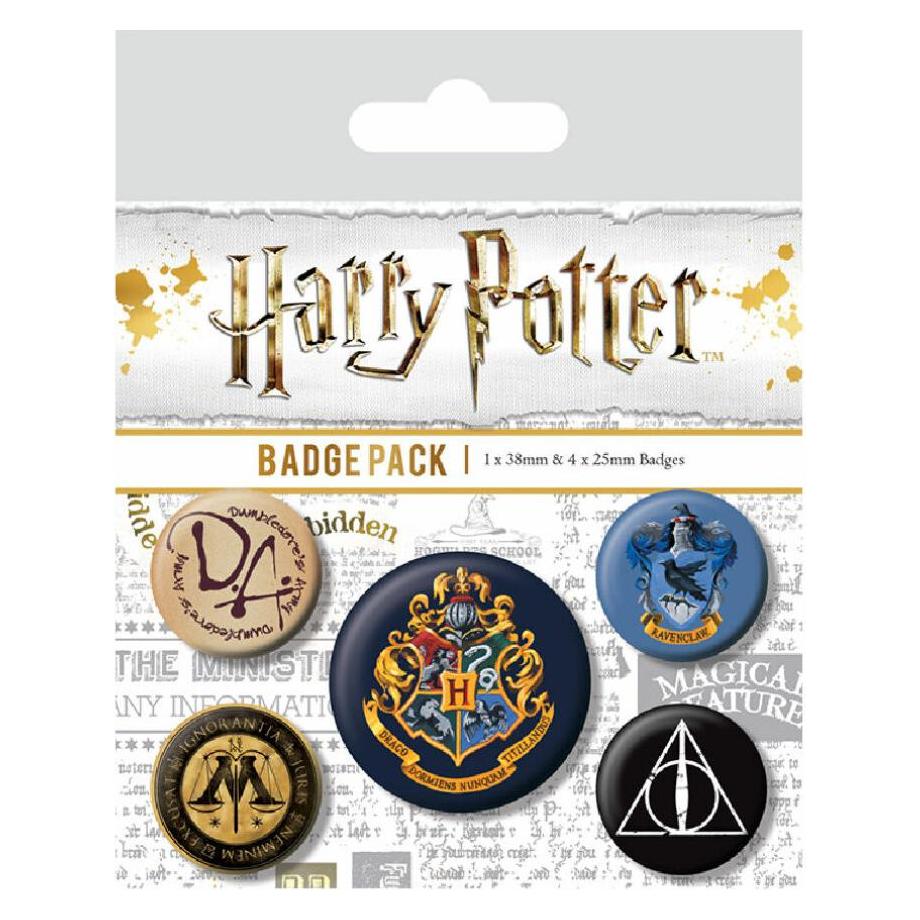 Pyramid, Anstecknadel, Harry Potter - Pack 5 Badges - Hogwarts, Mehrfarbig