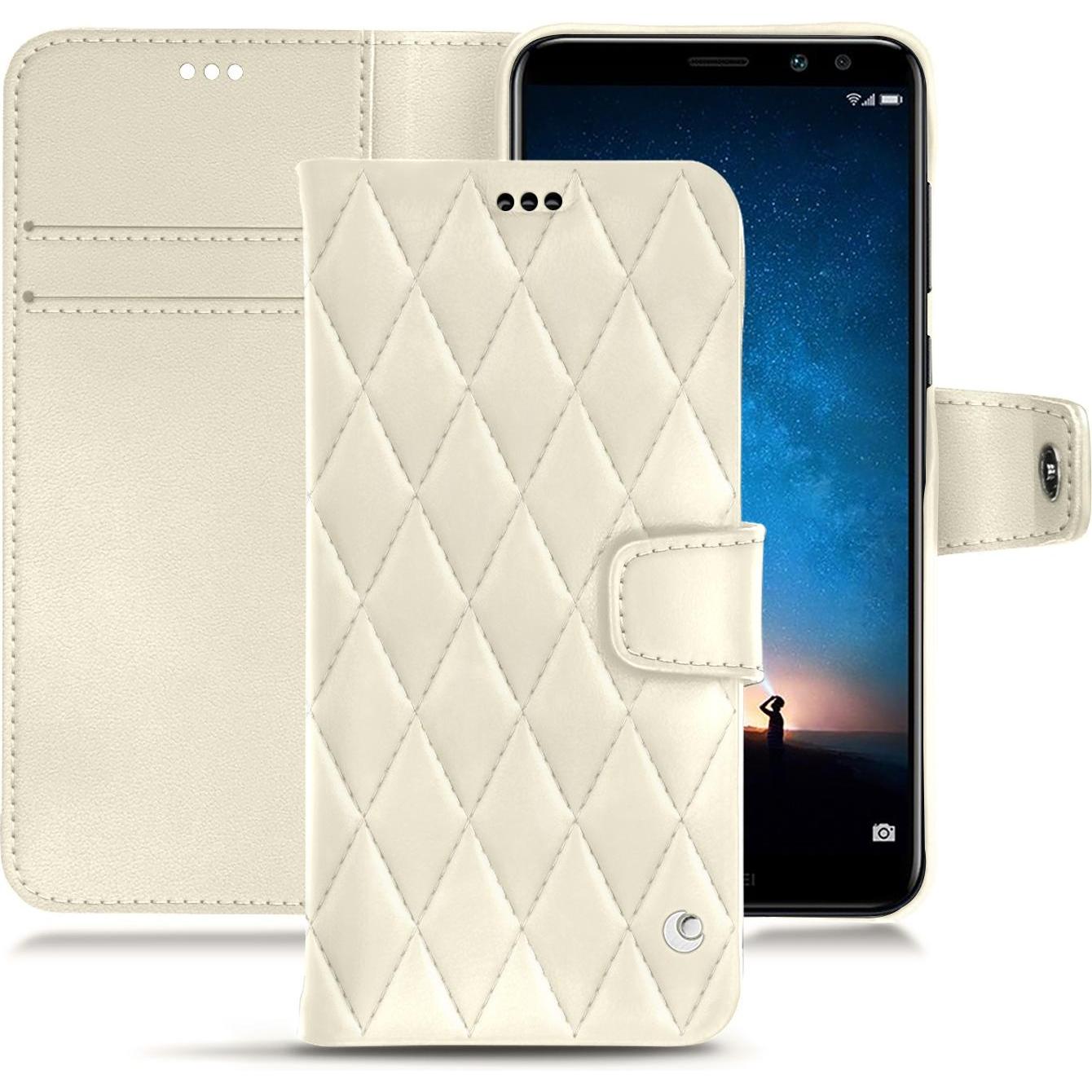 Noreve Lederschutzhülle Wallet (Huawei Mate 10 Lite), Smartphone Hülle, Weiss