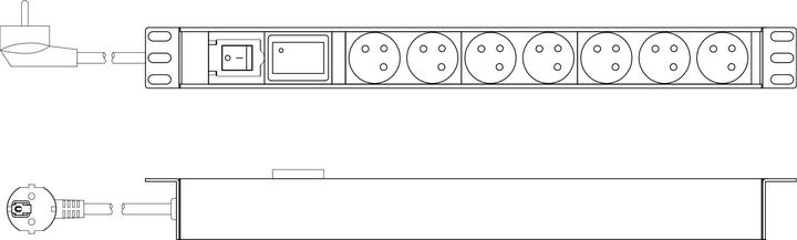 Image du produit Digitus Multiprise avec profilé en aluminium avec interrupteur, 7 prises CEE 7/5, câble d'alimentation de 2 (7x, PECO 7/5, 2 m)