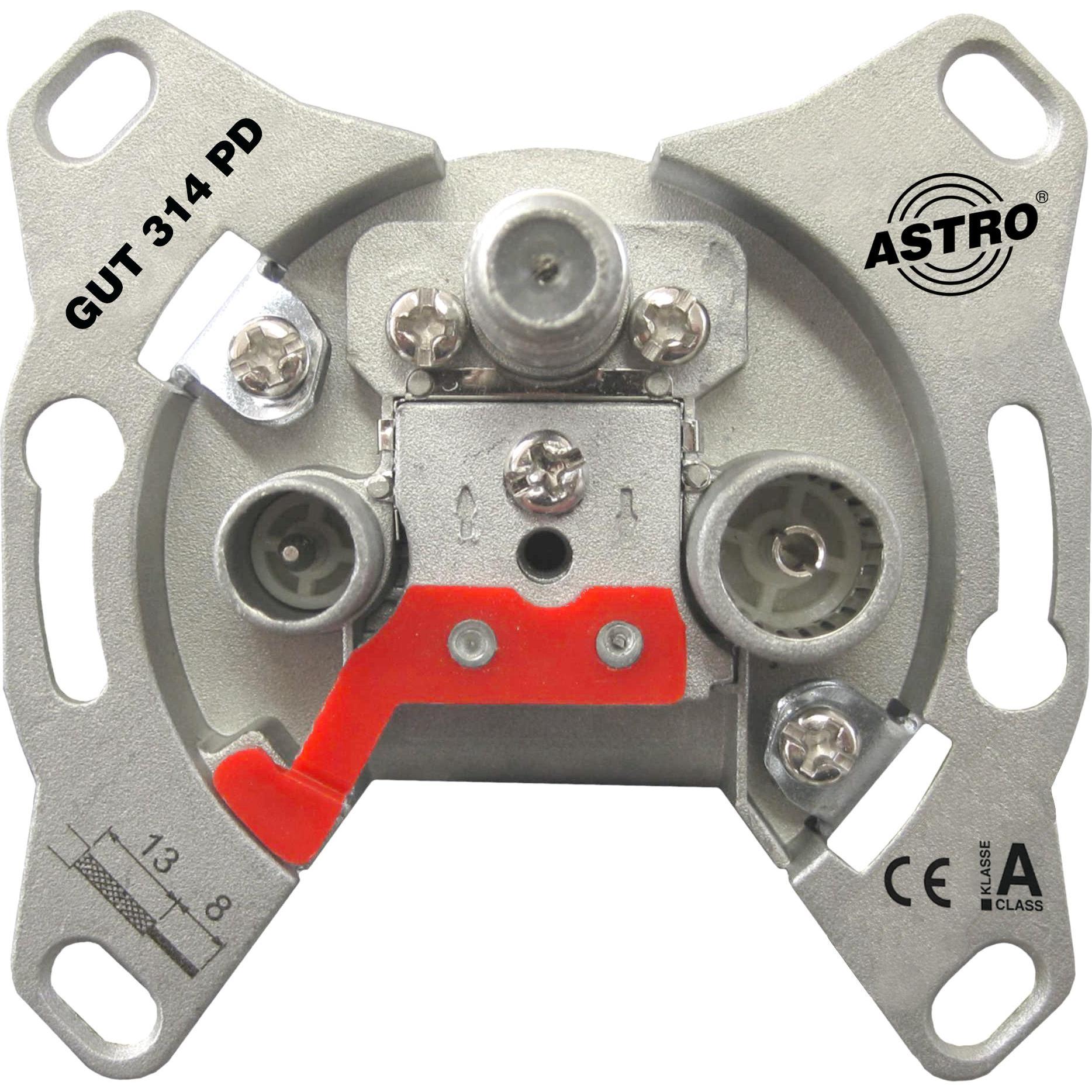 Astro GUT 314 PD Steckdose Aluminium (Antennendose), SAT Zubehör, Silber